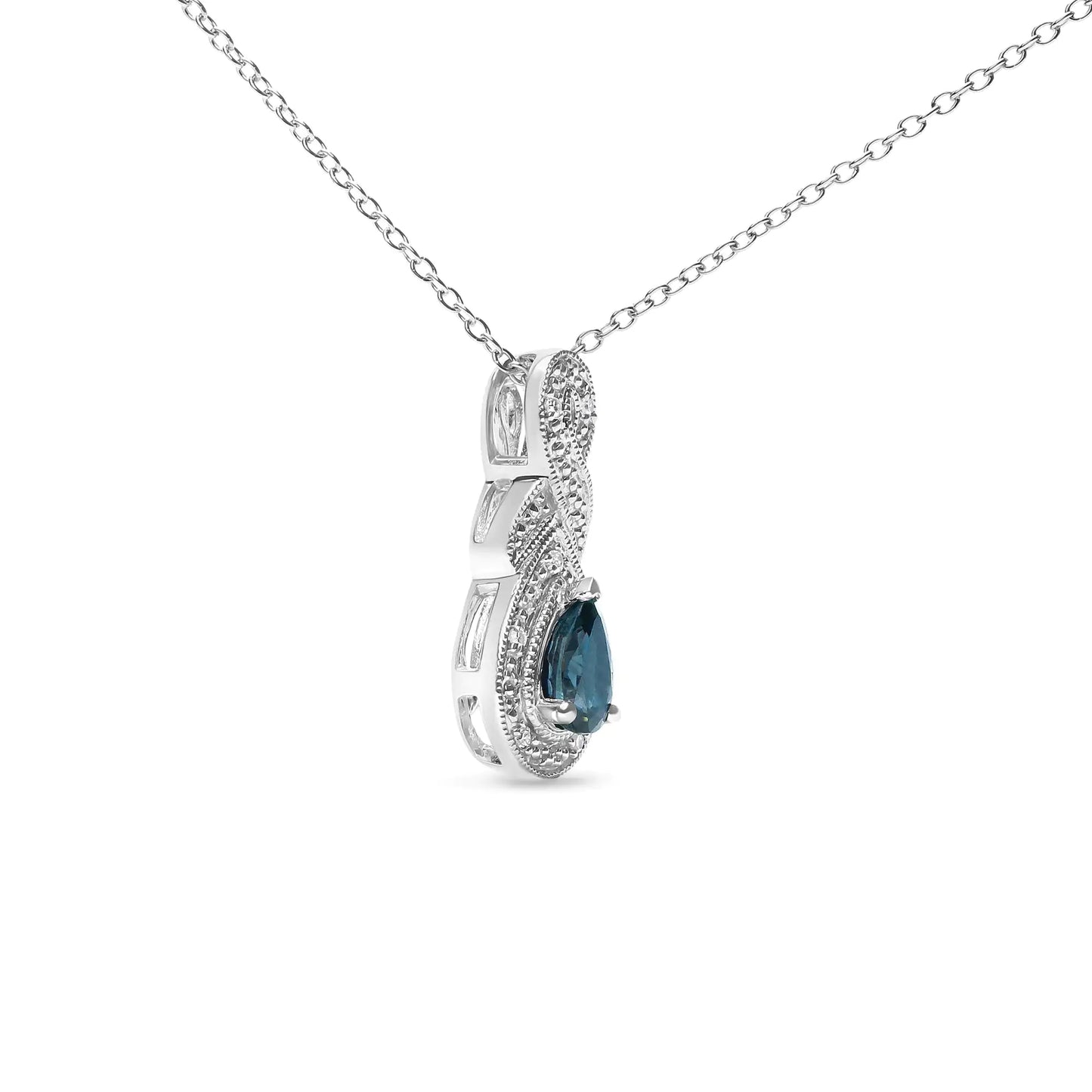 .925 Silver Sapphire Diamond Infinity Necklace