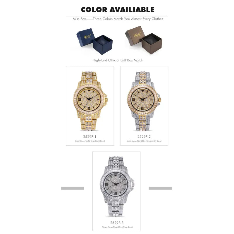 Stainless steel waterproof full diamond watch