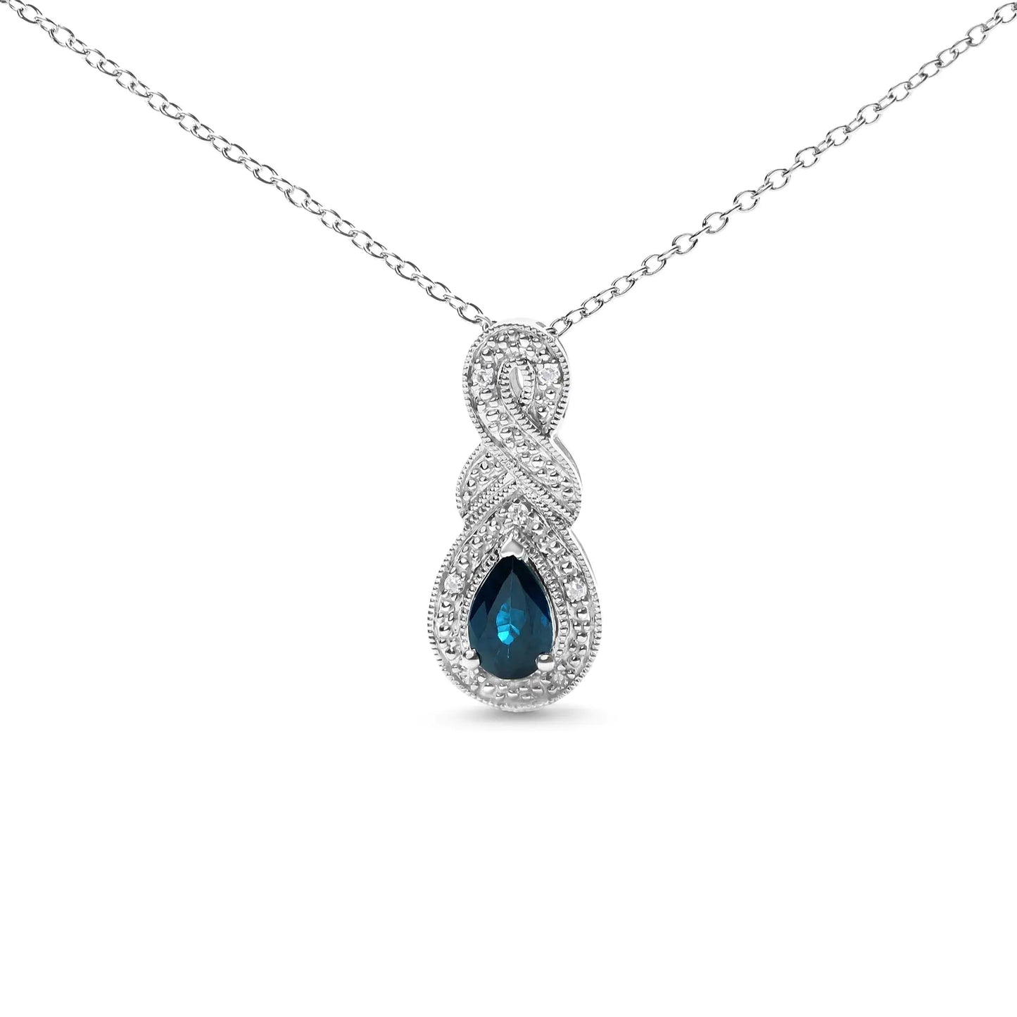 .925 Silver Sapphire Diamond Infinity Necklace
