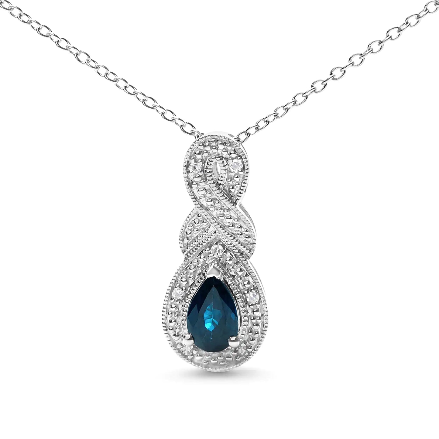 .925 Silver Sapphire Diamond Infinity Necklace