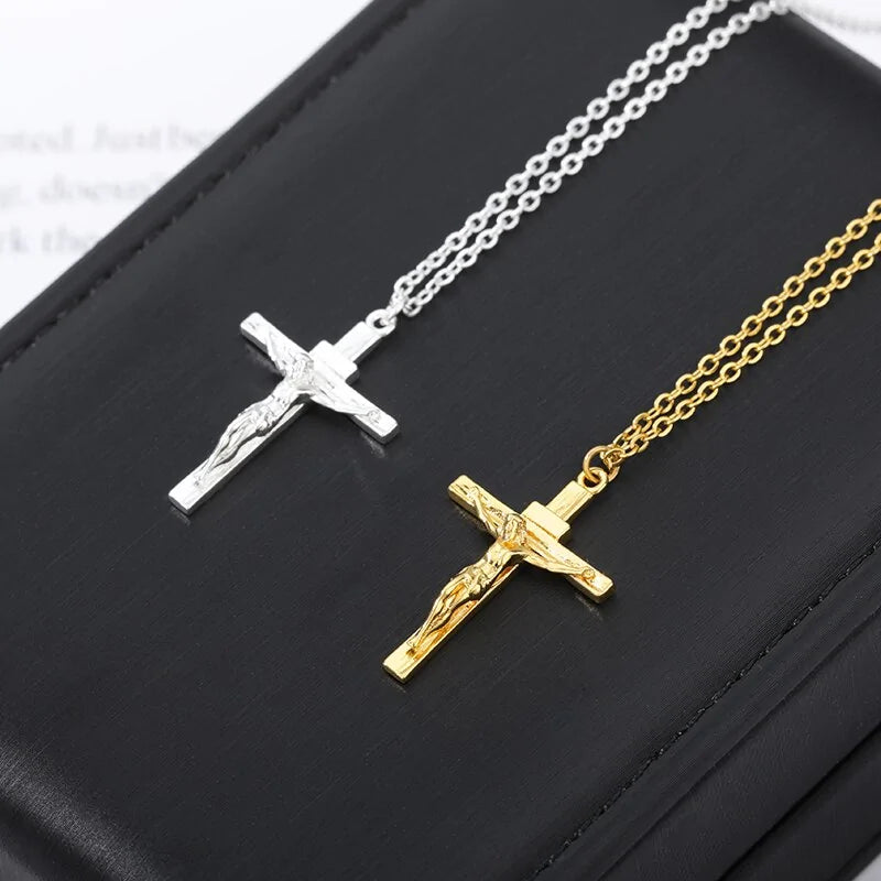 Stainless Cross Pendant Easter Necklace. For Men's