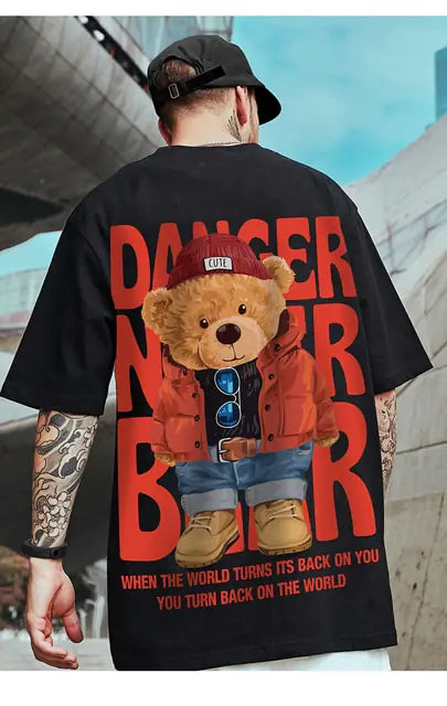 Summer Fashion Bear Print Men's Loose T-Shirt