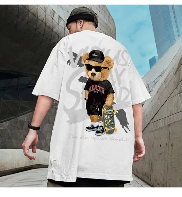 Summer Fashion Bear Print Men's Loose T-Shirt