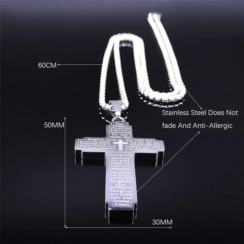 Cross Chain Easter Necklace Stainless Steel for Men's