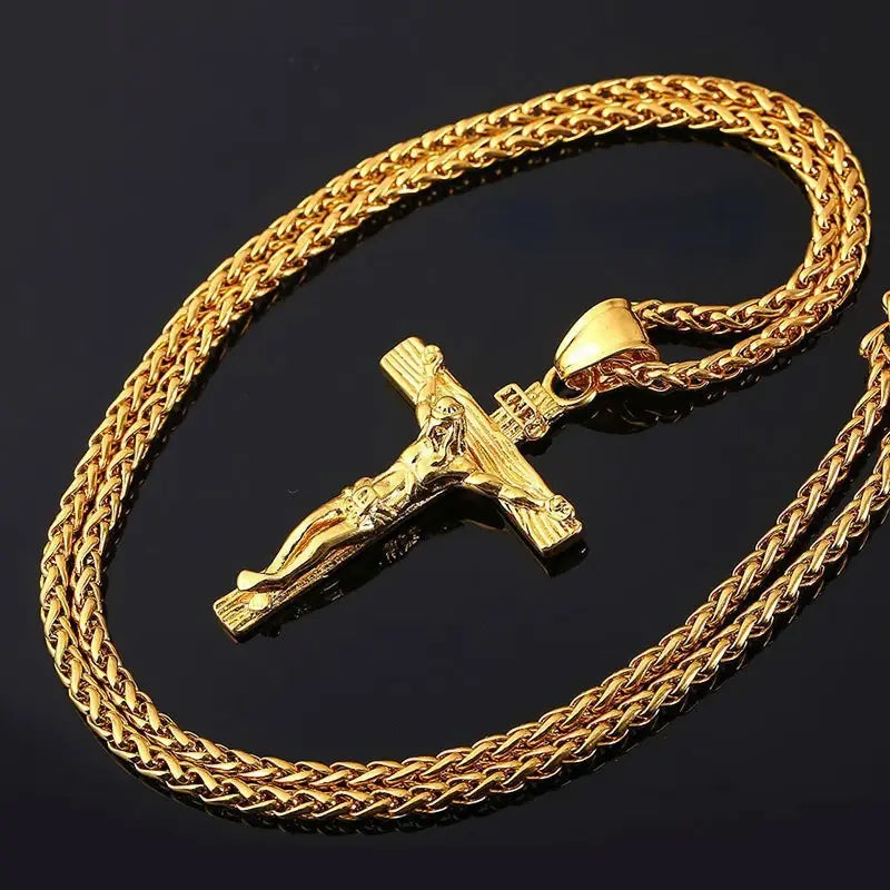 Religious Jesus Cross Easter Necklace for Men's