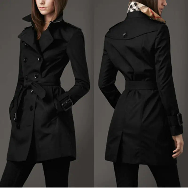 Double-Breasted Slim Long Trench Coat - British Trend
