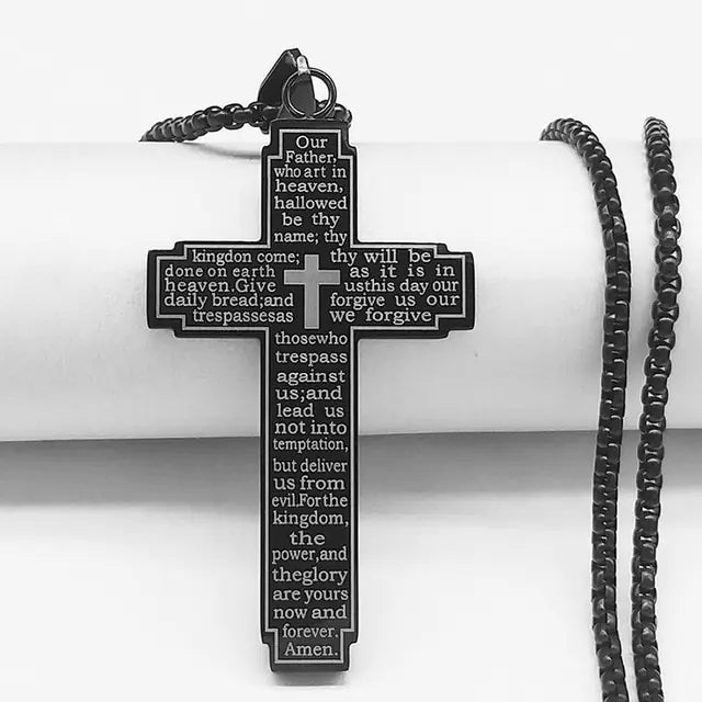 Cross Chain Easter Necklace Stainless Steel for Men's