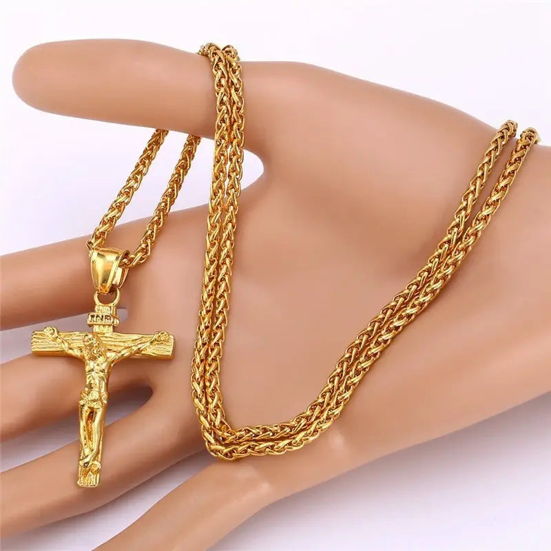 Religious Jesus Cross Easter Necklace for Men's