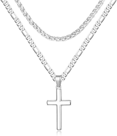 Sterling Silver Layered Cross Necklace