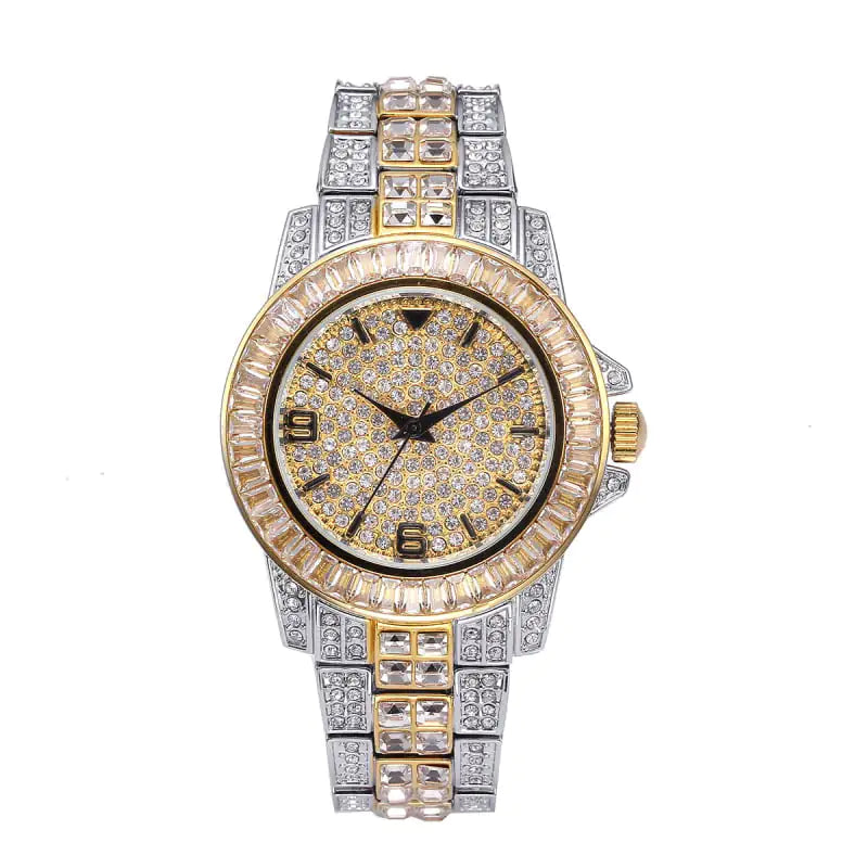Stainless steel waterproof full diamond watch