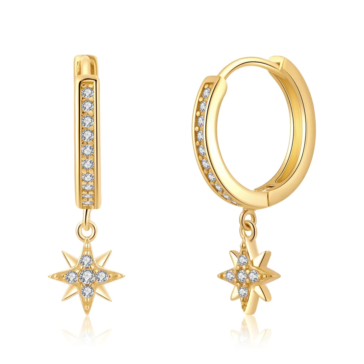 ToHeart 14k Gold Plated Star Hoop Earrings
