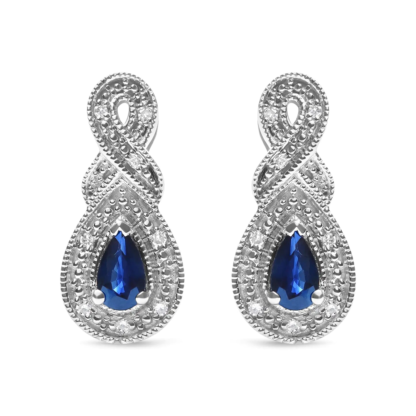 Sterling Silver Sapphire & Diamond Infinity Earrings
