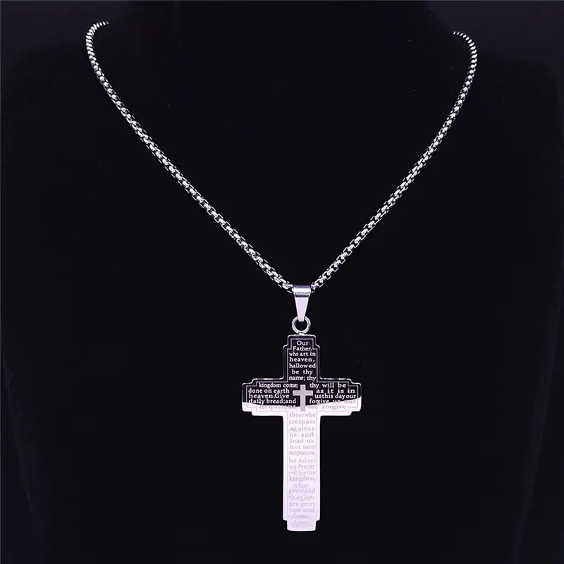 Cross Chain Easter Necklace Stainless Steel for Men's