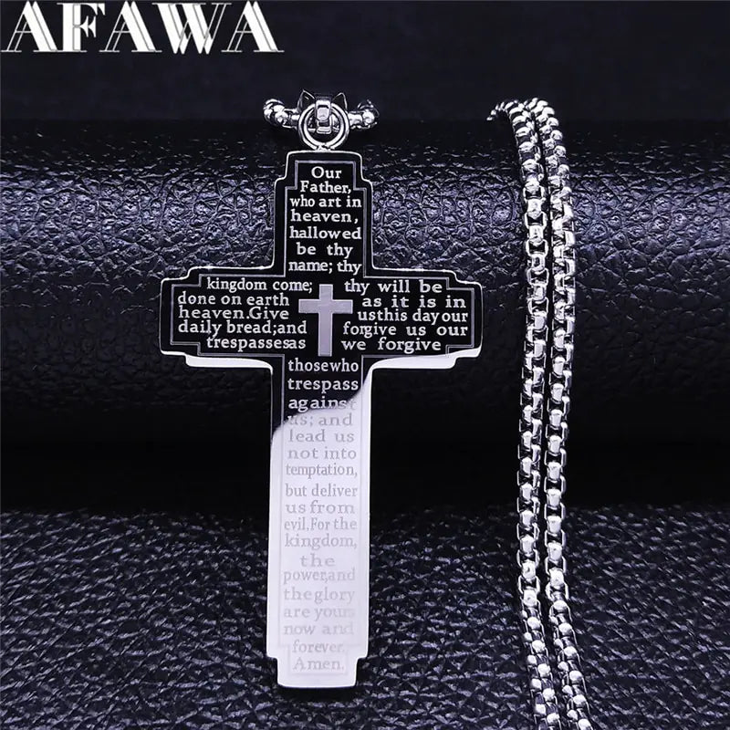 Cross Chain Easter Necklace Stainless Steel for Men's