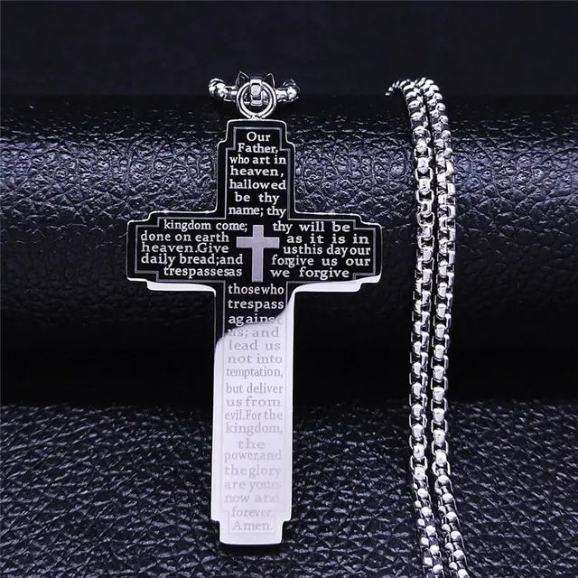 Cross Chain Easter Necklace Stainless Steel for Men's
