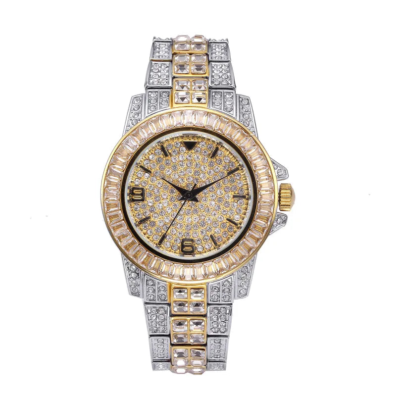 Stainless steel waterproof full diamond watch