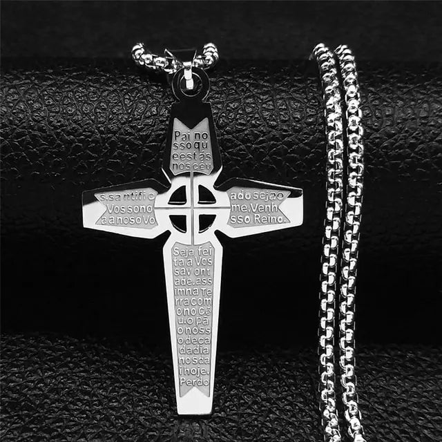 Cross Chain Easter Necklace Stainless Steel for Men's