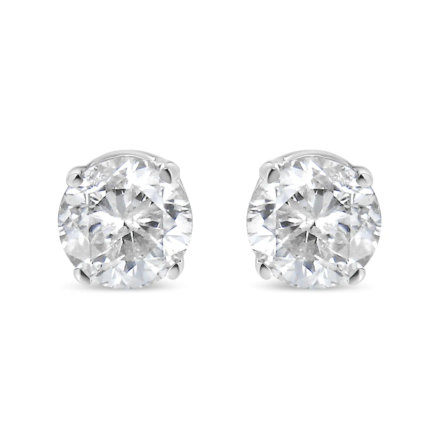 14K White Gold 1/4 Cttw Lab Grown Diamond 4-Prong Classic Solitaire Stud Earrings (G-H Color, VS2-SI1 Clarity)