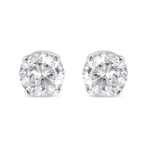 14K White Gold 1/4 Cttw Lab Grown Diamond 4-Prong Classic Solitaire Stud Earrings (G-H Color, VS2-SI1 Clarity)