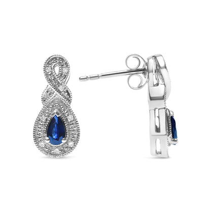 Sterling Silver Sapphire & Diamond Infinity Earrings