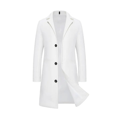 Men's Solid Color Single-Breasted Trench Coat