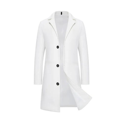 Men's Solid Color Single-Breasted Trench Coat