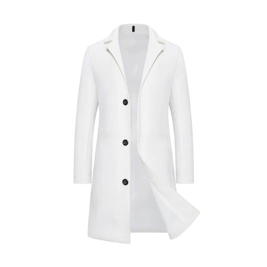 Men's Solid Color Single-Breasted Trench Coat