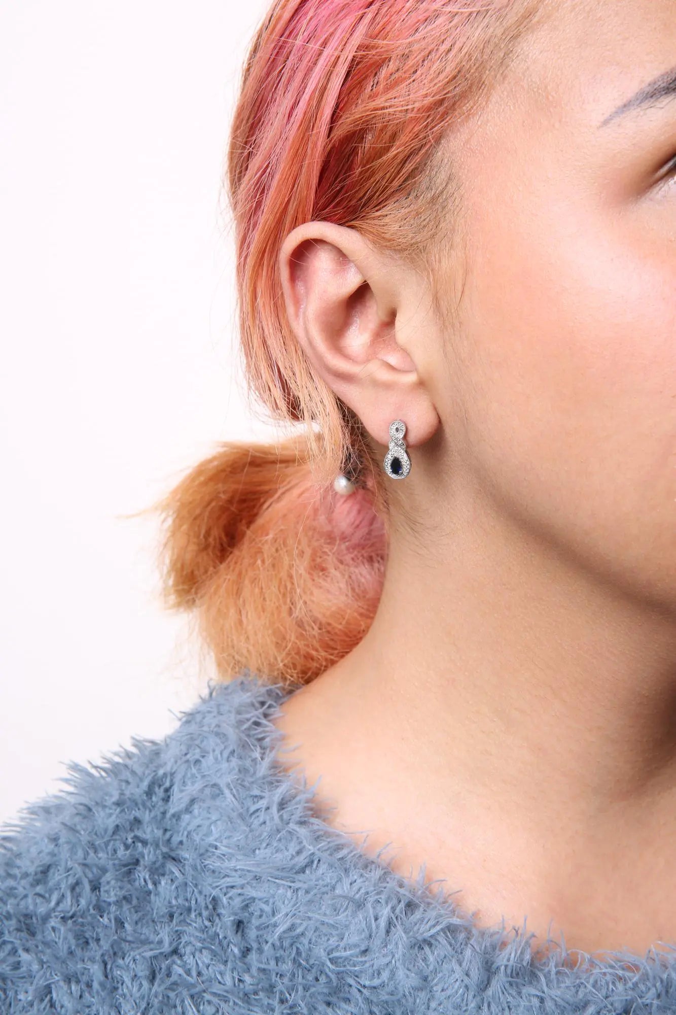 Sterling Silver Sapphire & Diamond Infinity Earrings