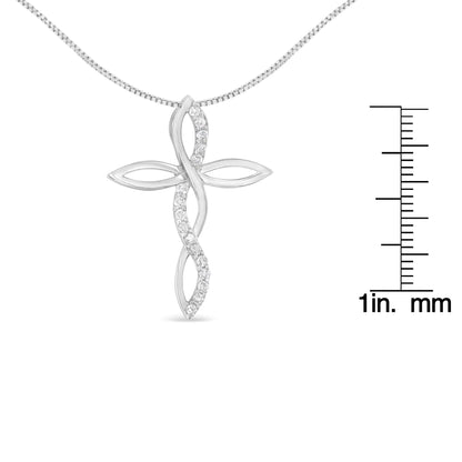 .925 Sterling Silver 1/4 cttw Diamond Cross Pendant Necklace (I-J, I3)