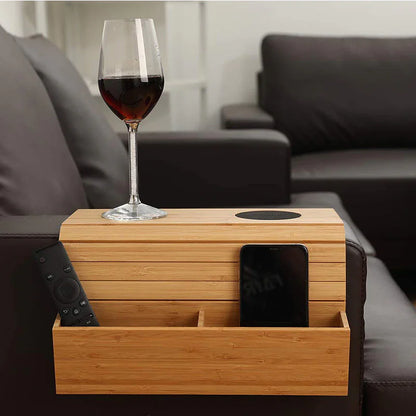 Household Sofa Tray Solid Wood Phone Holder