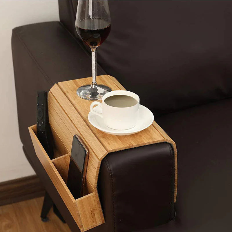 Household Sofa Tray Solid Wood Phone Holder