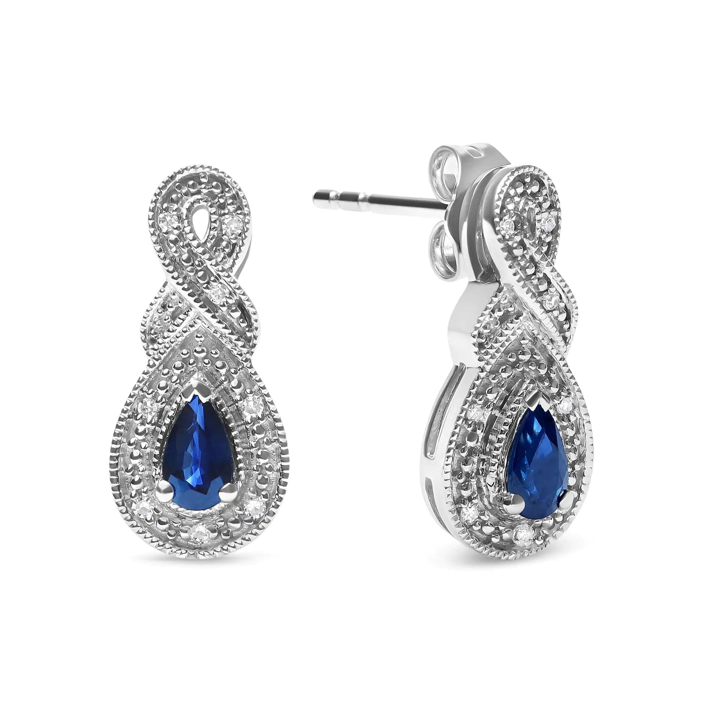 Sterling Silver Sapphire & Diamond Infinity Earrings