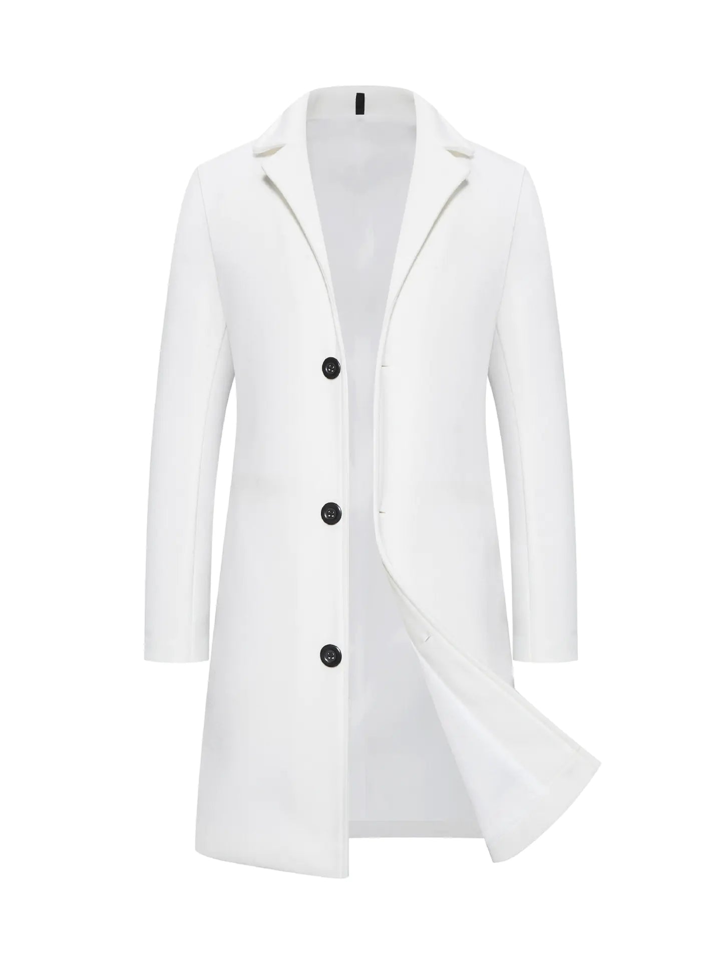 Men's Solid Color Single-Breasted Trench Coat