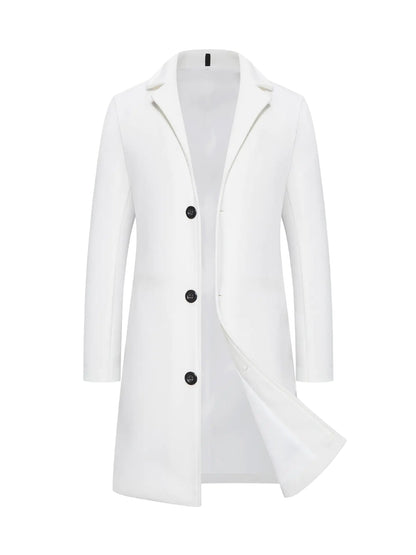 Men's Solid Color Single-Breasted Trench Coat